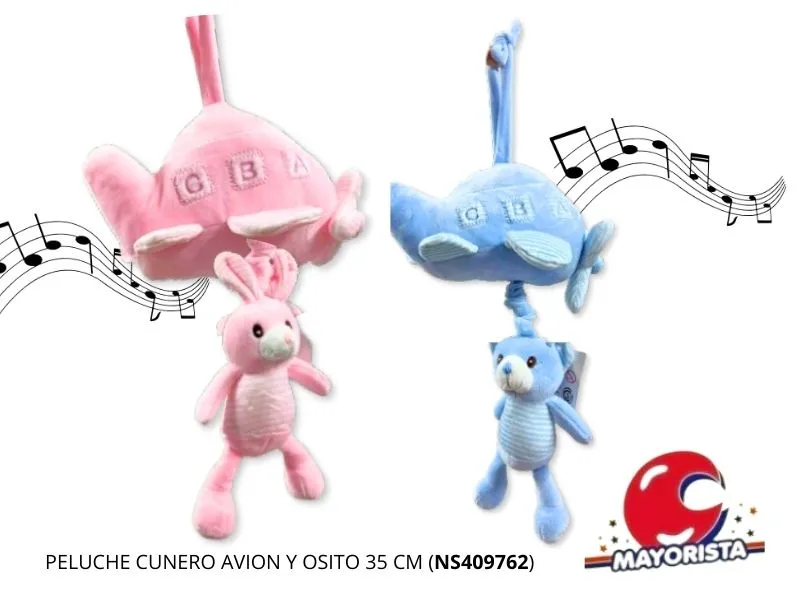 [6970404097620] PELUCHE CUNERO AVION Y OSITO 35 CM (NS409762) BERKMA