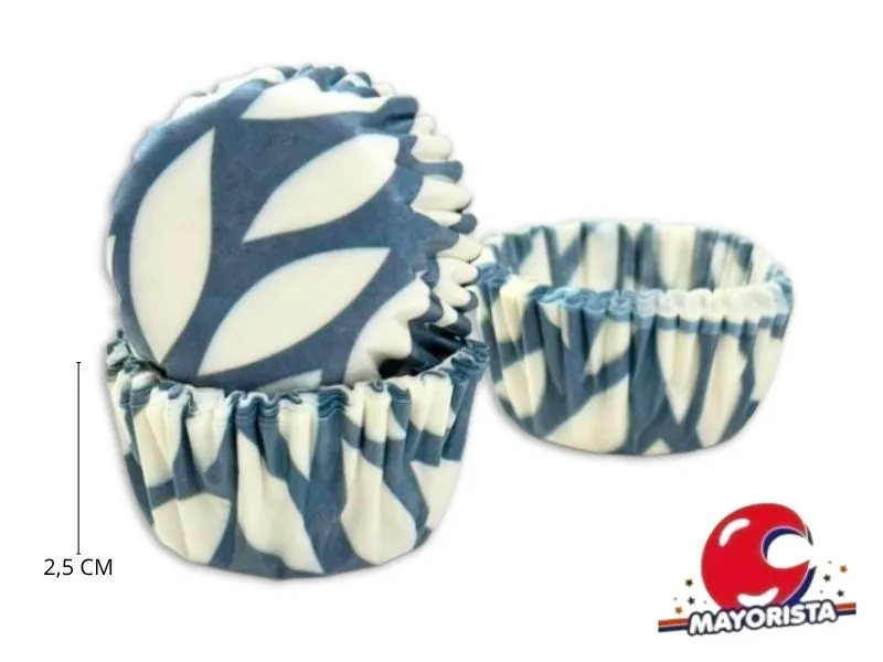 [9172] PIROTINES N 8 X 25 AZUL CON HOJAS BLANCAS (CONVIDA)
