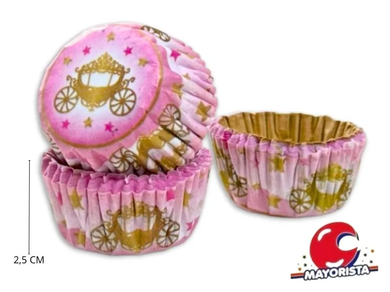 [7705] PIROTINES N 8 X 25 ROSA CARRUAJE DORADO (CONVIDA)