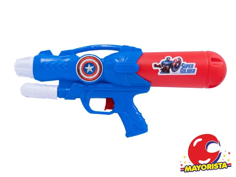 [7450077075570] PISTOLA LANZA AGUA 36X17 CAPITAN AMERICA (8571) KADA