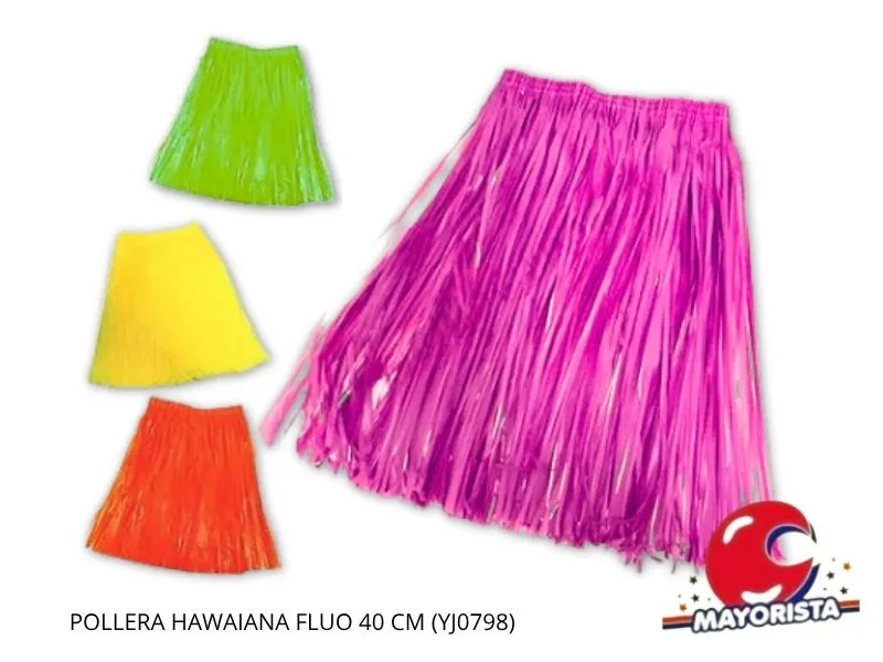 [8034107006711] POLLERA HAWAIANA FLUO 40 CM (YJ0798) YJ IMPORT