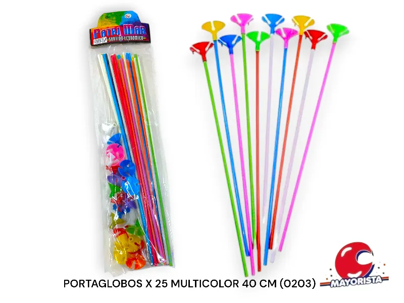 PORTAGLOBOS X 25 MULTICOLOR 40 CM (0203) PATRIMAR