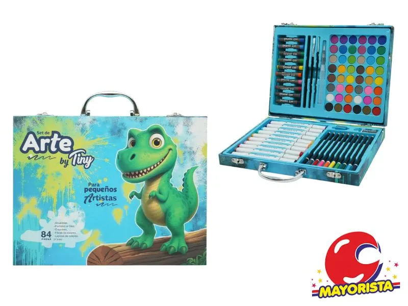 [7450077075396] SET DE ARTE DINOSAURIOS VALIJA 84 PZAS 30X23 (56571) KADA