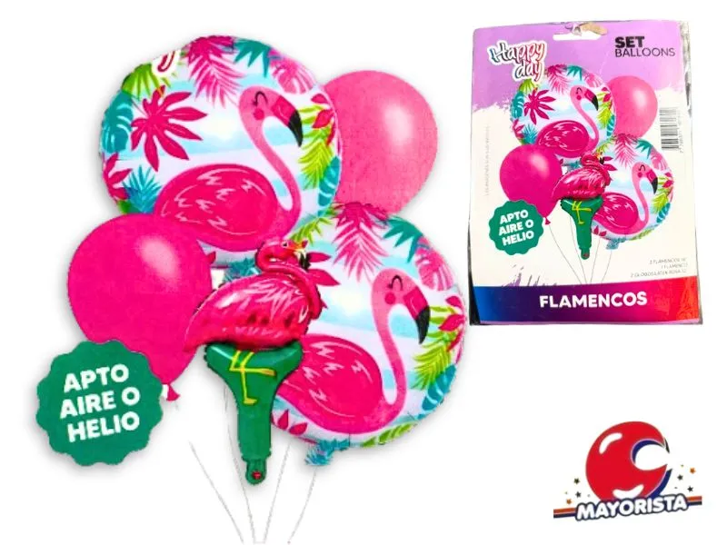 SET DE GLOBOS 5 PCS FLAMENCOS - ARDITEX