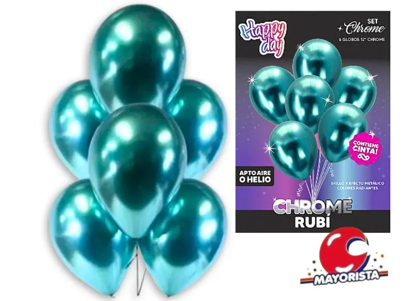 SET DE GLOBOS CHROME 12 X 6 ESMERALDA - ARDITEX
