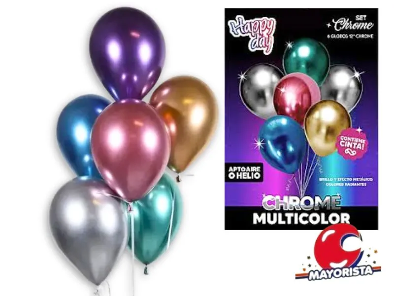 [7796319984229] SET DE GLOBOS CHROME 12 X 6 MULTICOLOR - ARDITEX
