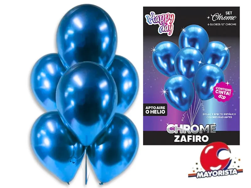 SET DE GLOBOS CHROME 12 X 6 AZUL ZAFIRO - ARDITEX