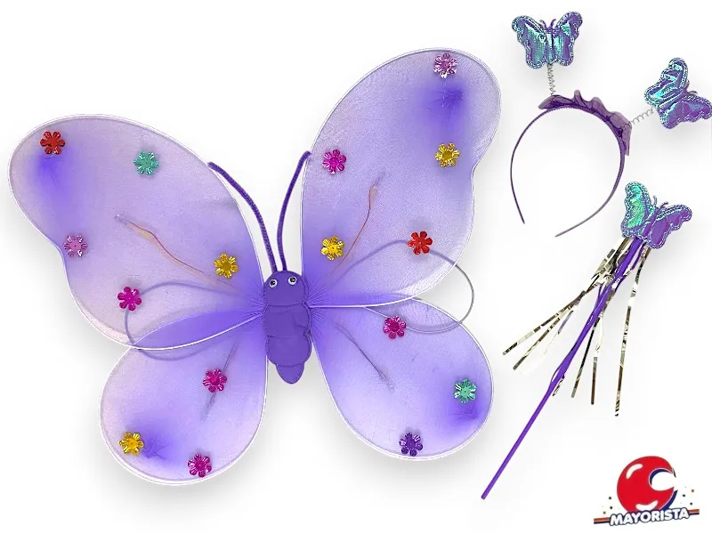 [7155] SET DE MARIPOSA CON LUZ LILA (YJ0729) YJ IMPORT