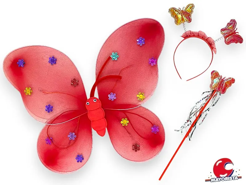 [2428] SET DE MARIPOSA CON LUZ ROJA (YJ0729) YJ IMPORT