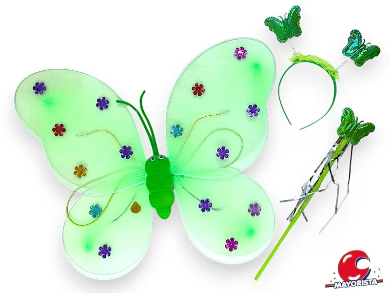 [1132] SET DE MARIPOSA CON LUZ VERDE MANZANA (YJ0729) YJ IMPORT