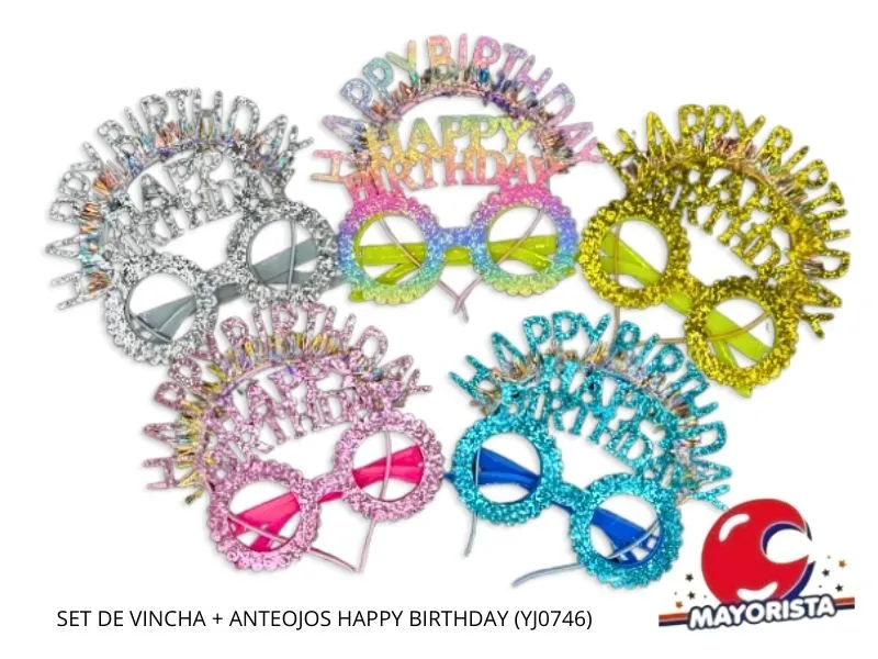 SET DE VINCHA + ANTEOJOS HAPPY BIRTHDAY (YJ0746) YJ IMPORT