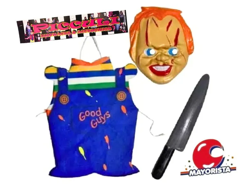 SET DISFRAZ CHUCKY C/PECHERA,CARETA Y CUCHILLO (2029) PICCULI