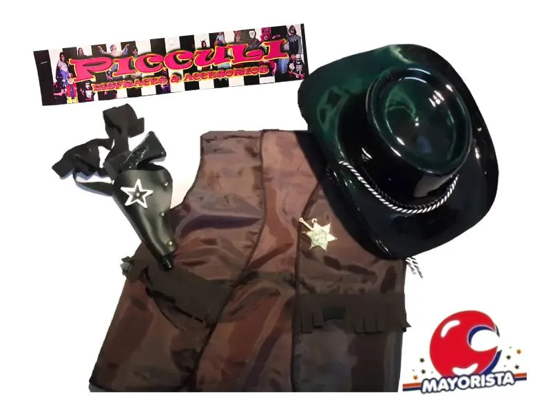 SET DISFRAZ COWBOY C/CHALECO, SOMBRERO Y REVOLVER (2017) PICCULI