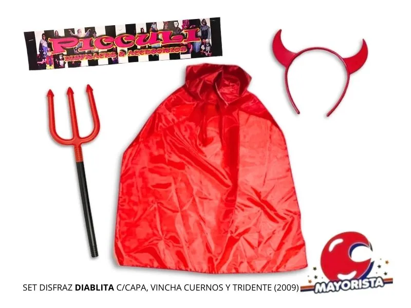 SET DISFRAZ DIABLITA C/CAPA, VINCHA CUERNOS Y TRIDENTE (2009) PICCULI