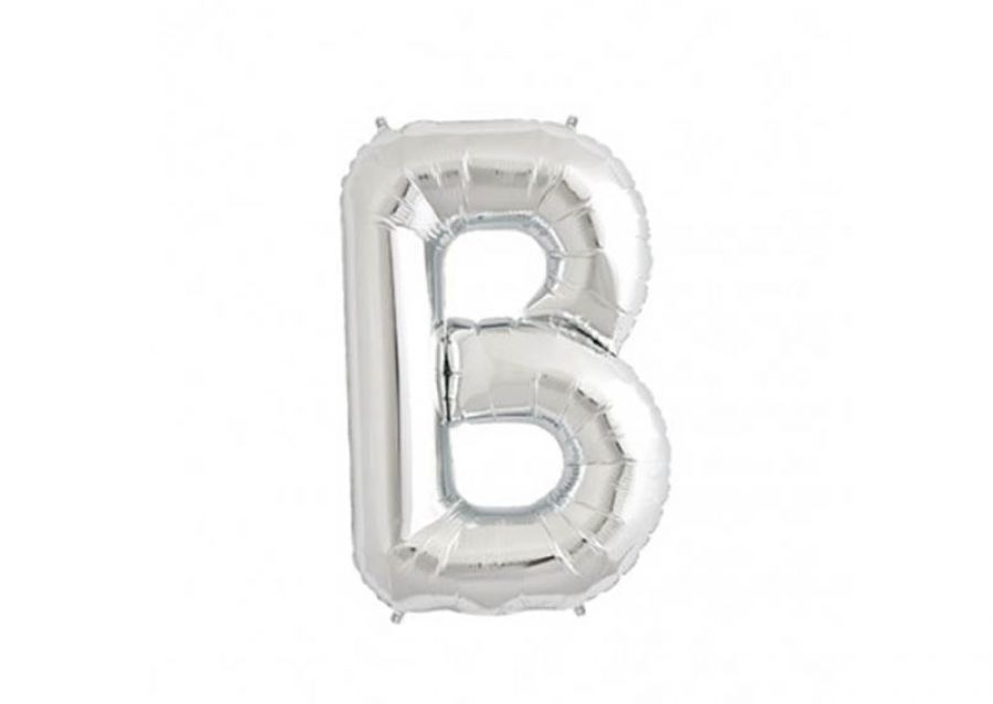 [1830] GLOBO MYLAR LETRA B PLATA 40 CM - CADENACI