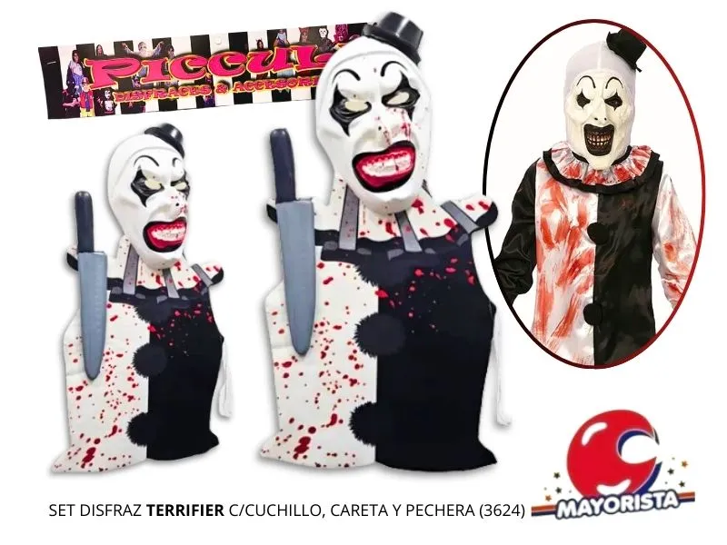 [9359] SET DISFRAZ TERRIFIER C/CUCHILLO, CARETA Y PECHERA (3624) PICCULI