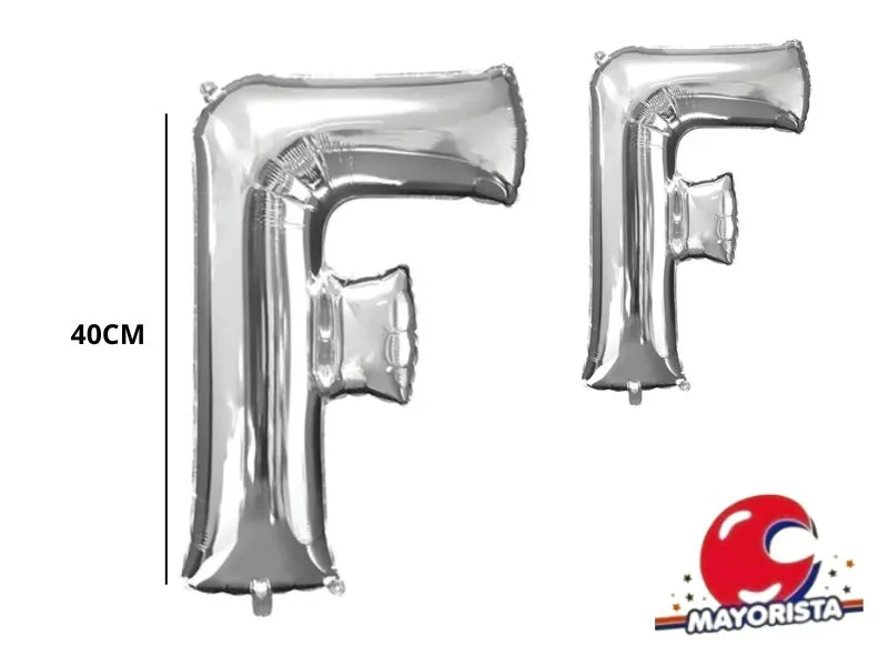 [1146] GLOBO MYLAR LETRA F PLATA 40 CM - CADENACI