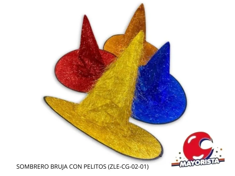 [2559] SOMBRERO BRUJA METALIZADO CON PELITOS (ZLE-CG-02-01) ERIK