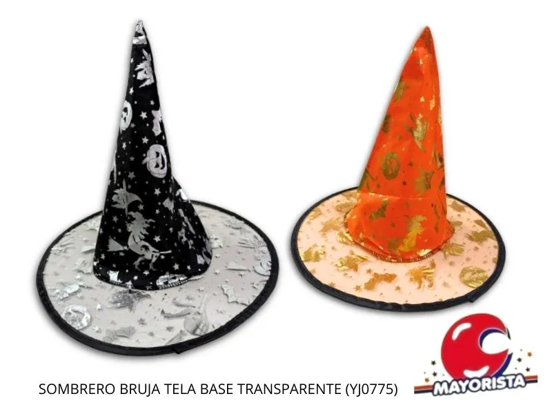 [2967] SOMBRERO BRUJA TELA BASE TRANSPARENTE (YJ0775) YJ IMPORT