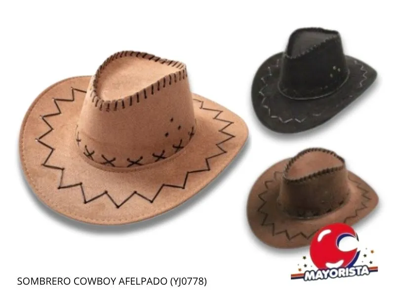[8034107006513] SOMBRERO COWBOY AFELPADO (YJ0778) YJ IMPORT