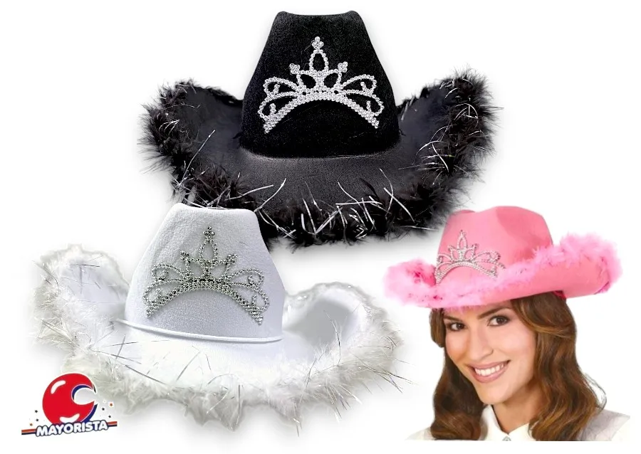 [8034107006124] SOMBRERO COWBOY CON CORONA Y PLUMAS (YJ0739/ILC-Y177) LCOST