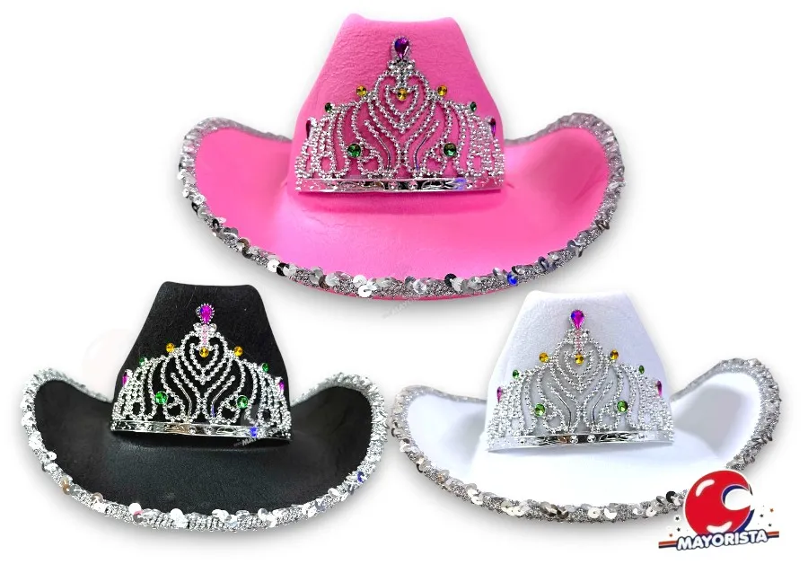 [8034107006117] SOMBRERO COWBOY CON CORONA Y PUNTILLA (YJ0738) YJ IMPORT