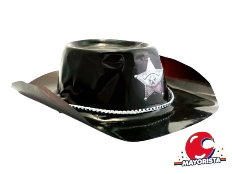 [2944] SOMBRERO PLASTICO SHERIFF MARRON/NEGRO (1403/1404) TRIGGER PACK