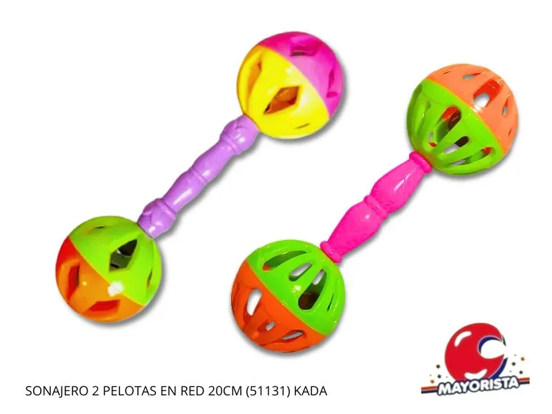 [7453077236446] SONAJERO 2 PELOTAS EN RED 20CM (51131) KADA