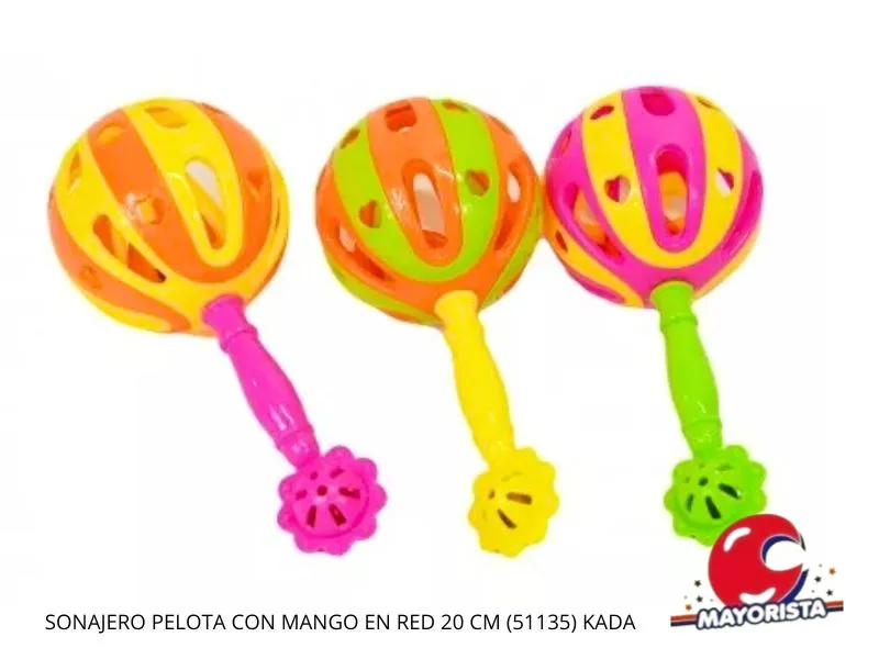 [7453077236972] SONAJERO PELOTA CON MANGO EN RED 20 CM (51135) KADA