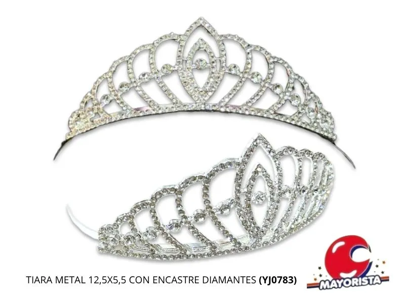 [8034107006568] TIARA METAL 12,5X5,5 CON ENCASTRE DIAMANTES (YJ0783) YJ IMPORT