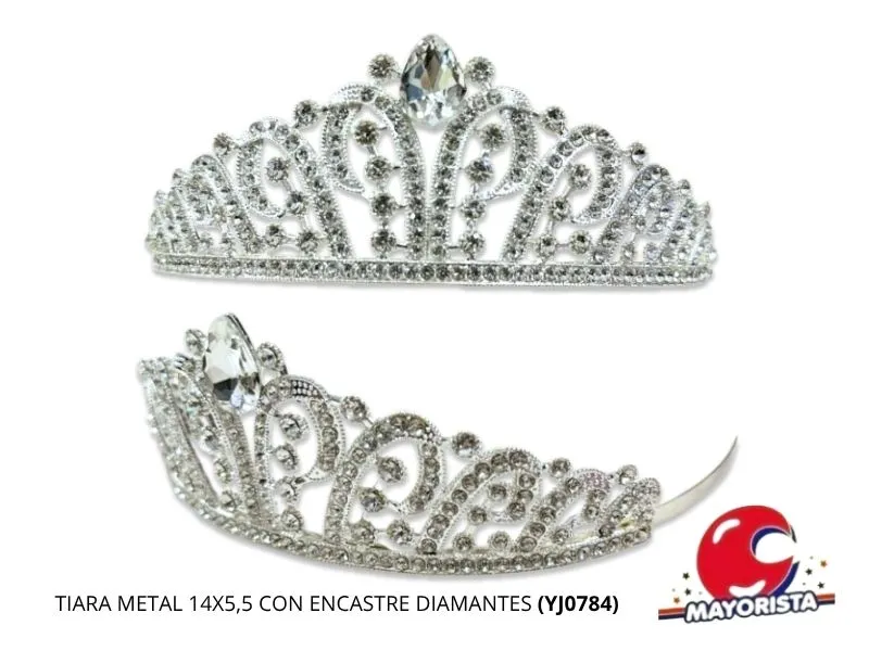 TIARA METAL 14X5,5 CON ENCASTRE DIAMANTES (YJ0784) YJ IMPORT
