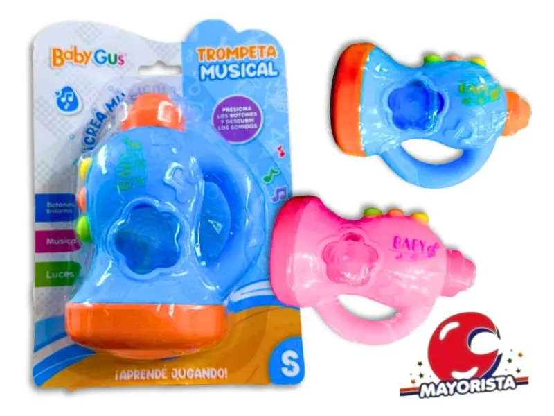 [7450077122380] TROMPETA INFANTIL CON LUZ Y SONIDO BLISTER 19X14 (51182) KADA