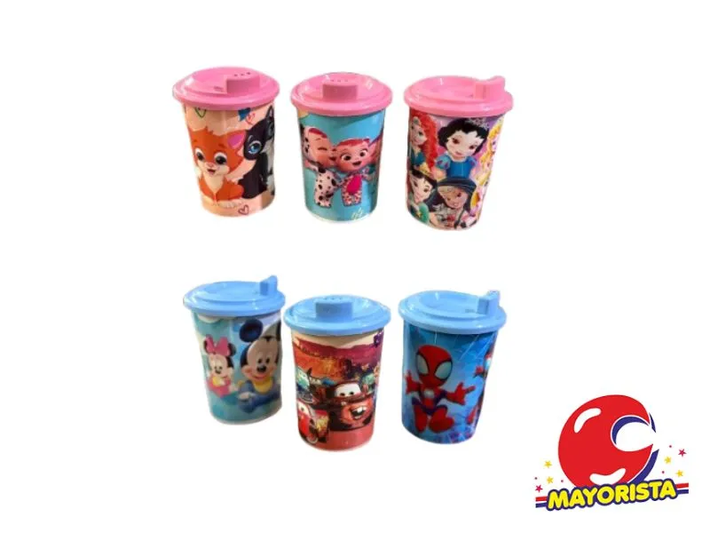 [7654256456994] VASO PLASTICO TAPA CHUPITO PERSONAJES VARIOS (4528) STILO