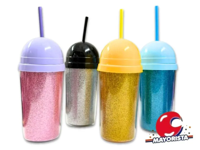 [8128] VASO TERMICO GLITER TAPA ESFERA Y SORBETE (10054) STILO