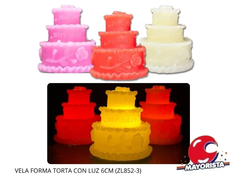 [1919] VELA FORMA TORTA CON LUZ 6CM (ZL852-3) ERIK