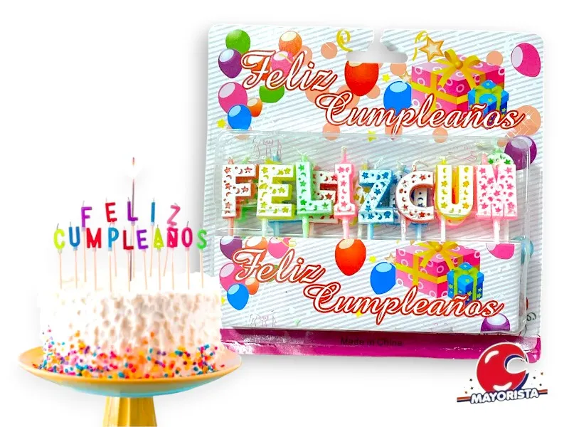 [6985468916596] VELA LETRAS FRASE FELIZ CUMPLEANOS (ZLE-VE-10) ERIK