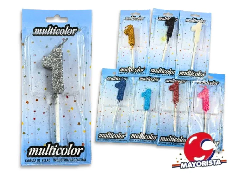 [7594] VELA MEDIANA C/GIBRE 1 BLISTER VARIOS COLORES - VELAS MULTICOLOR