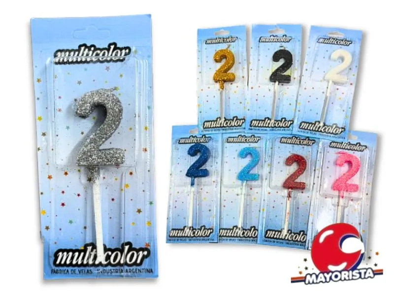 [9055] VELA MEDIANA C/GIBRE 2 BLISTER VARIOS COLORES - VELAS MULTICOLOR