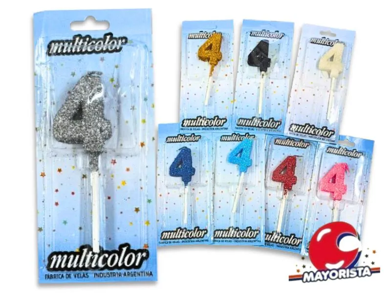 [9389] VELA MEDIANA C/GIBRE 4 BLISTER VARIOS COLORES - VELAS MULTICOLOR