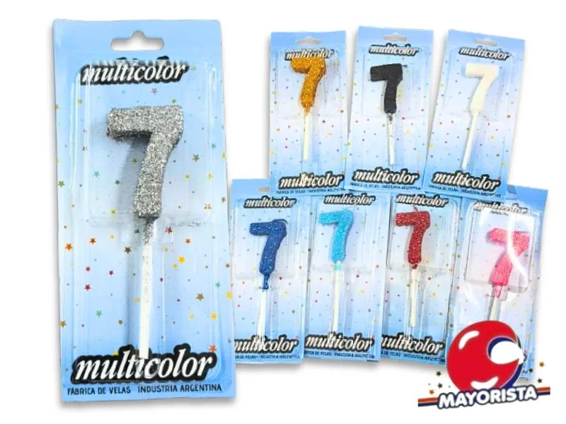 [5018] VELA MEDIANA C/GIBRE 7 BLISTER VARIOS COLORES - VELAS MULTICOLOR