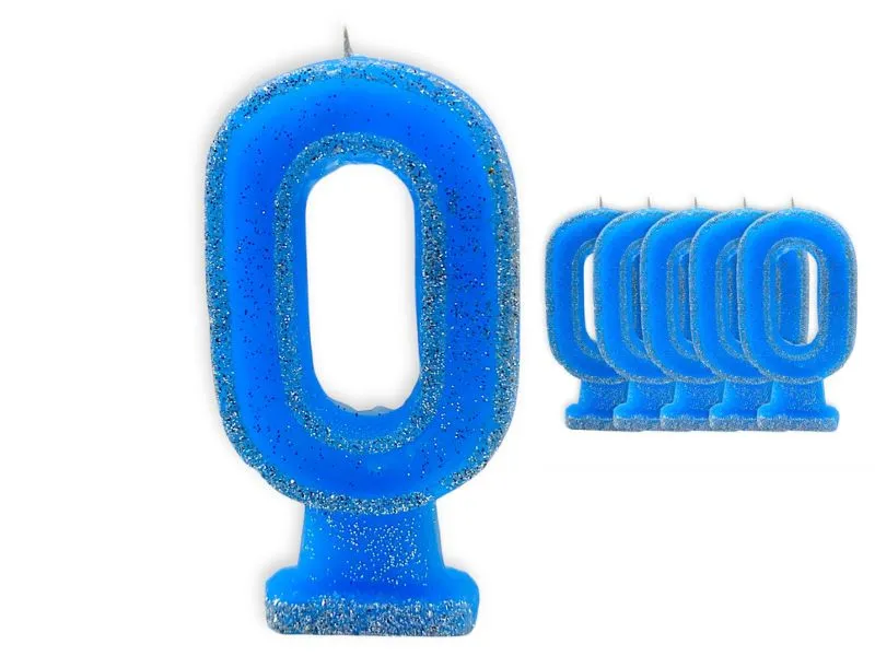 VELA NUMEROTE 0 CELESTE C/GIBRE X 1 (X10) - VELAS MULTICOLOR