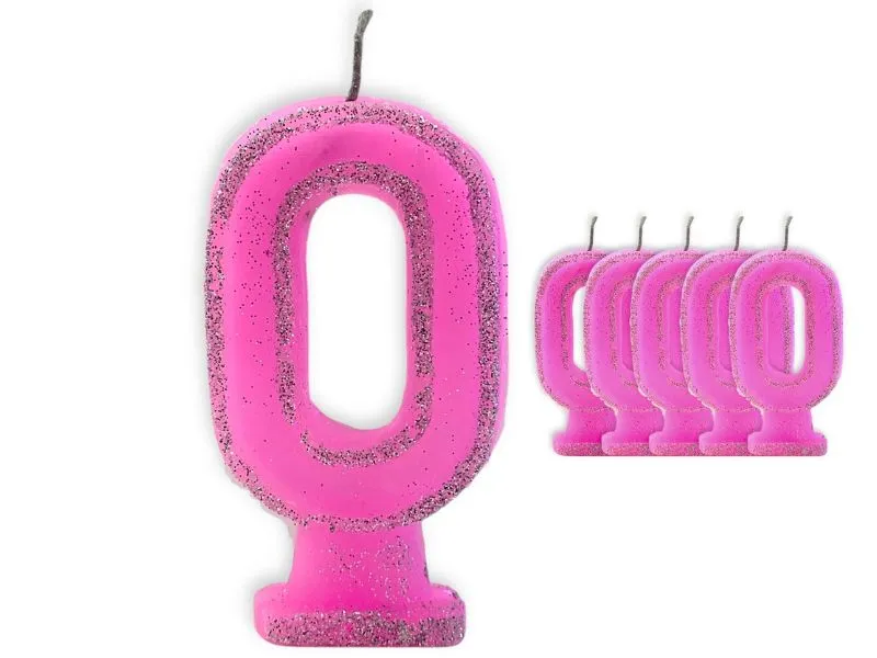 VELA NUMEROTE 0 ROSA C/GIBRE X 1 (X10) - VELAS MULTICOLOR