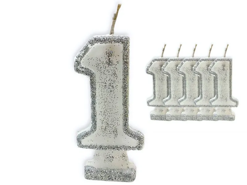 VELA NUMEROTE 1 BLANCA C/GIBRE X 1 (X10) - VELAS MULTICOLOR
