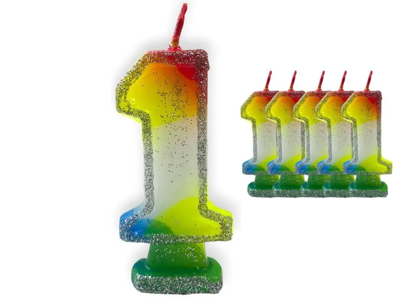 [1992] VELA NUMEROTE 1 MULTICOLOR C/GIBRE X 1 (X10) - VELAS MULTICOLOR