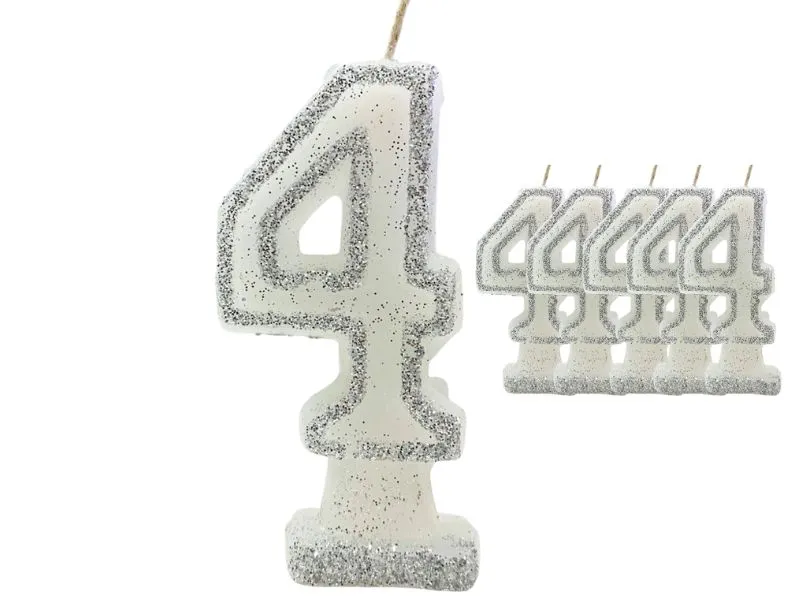 [1455] VELA NUMEROTE 4 BLANCA C/GIBRE X 1 (X10) - VELAS MULTICOLOR