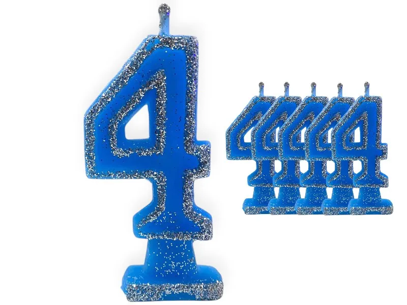 [1426] VELA NUMEROTE 4 CELESTE C/GIBRE X 1 (X10) - VELAS MULTICOLOR