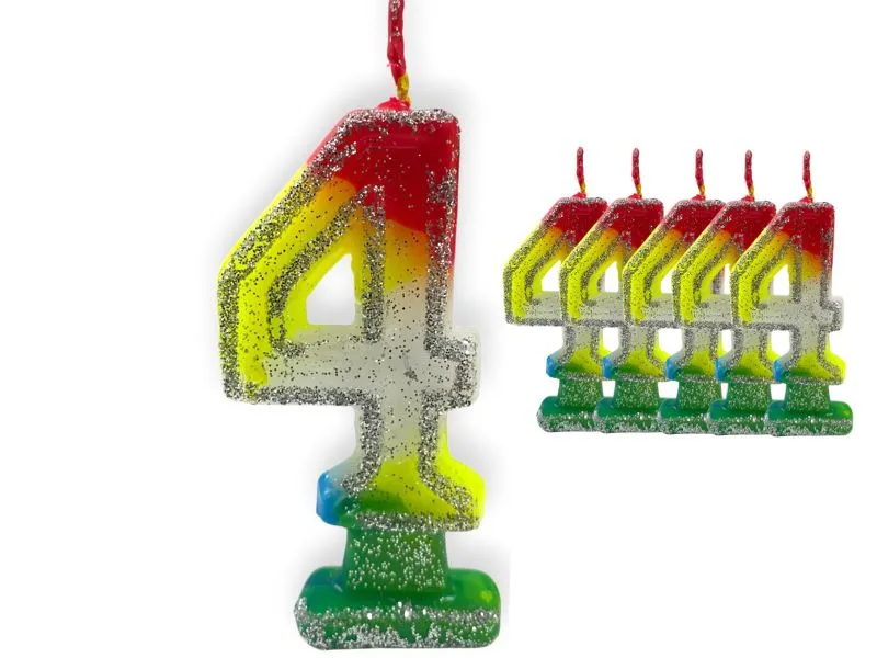 [2007] VELA NUMEROTE 4 MULTICOLOR C/GIBRE X 1 (X10) - VELAS MULTICOLOR