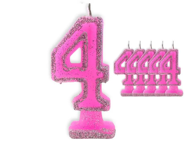 [1407] VELA NUMEROTE 4 ROSA C/GIBRE X 1 (X10) - VELAS MULTICOLOR
