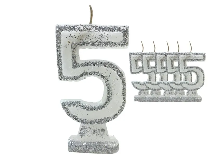 [1456] VELA NUMEROTE 5 BLANCA C/GIBRE X 1 (X10) - VELAS MULTICOLOR