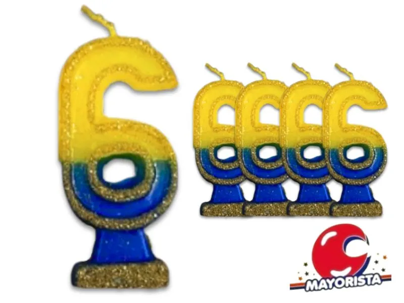 [1933] VELA NUMEROTE 6 BOCA C/GIBRE X 1 (X10) - VELAS MULTICOLOR
